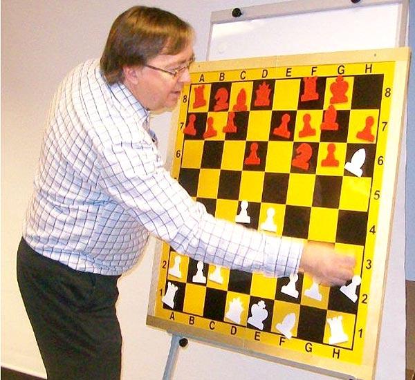 Chess Grandmaster Zigurds Lanka giving a chess lesson