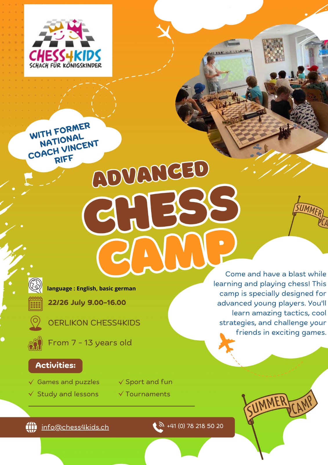 Advanced CHESS CAMP 22 bis 26 Juli 2024 Vincent Riff