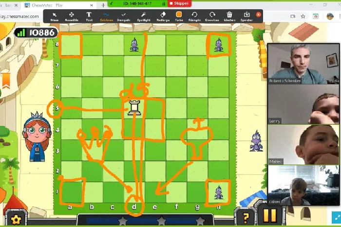 Auch bei den Chess4Kids Online-Schachkursen geht es spielerisch zu