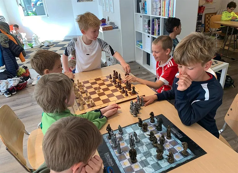 Group of children at the chess tournament